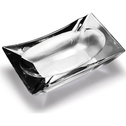 CIGARLOON Glass Cigar Ashtray Home Square Creative Crystal Ashtray 2 Cigars Ash Tray Holder Smoking Accessory With Box Luxury