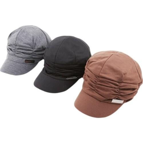 Warm Winter Korean Women Knited Hat Pleated Newsboy Cap Warm Outdoors Visor Skull Brown Cotton Casual Female Newsboy Caps