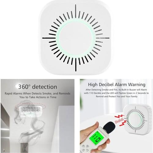WiFi with Low Battery Warning and Silence Function, Fire Alarm with Photoelectric Technology and Test Button