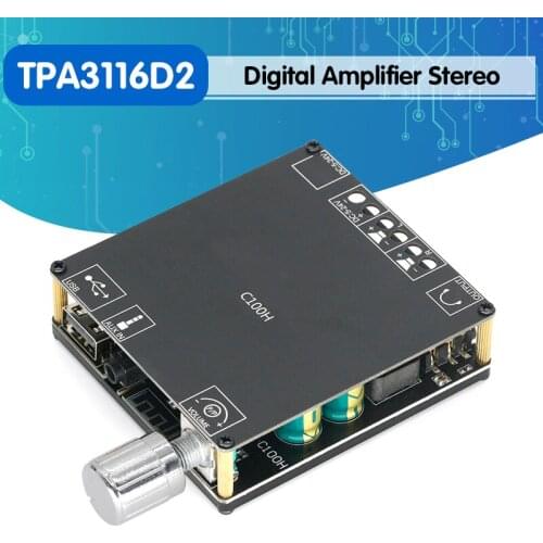 XY-C100H HIFI 100WX2 TPA3116D2 Bluetooth 5.0 High Power Digital Amplifier Stereo Board AUX USB AMP Amplificador Home Theater