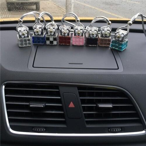 Lady Car Rearview Mirror Perfume Pendant Car Styling Ornaments Diamond Silver Empty Bottle Automobile Perfume Bottle Hanger