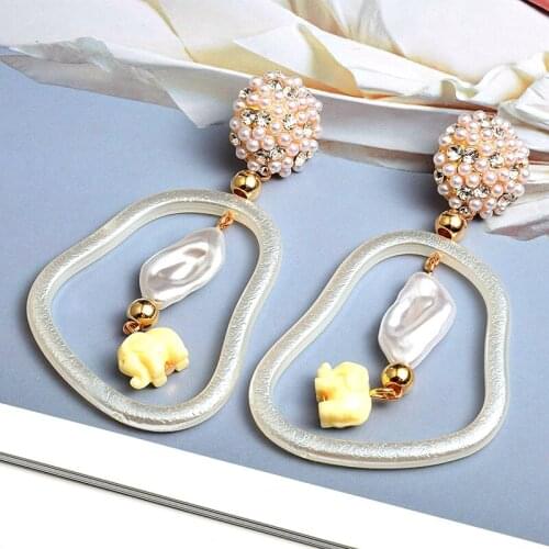 New Arrival Statement Geometric White Earrings High-quality Handmade Drop Earring Fashion Trend Jewelry Accessories For Women