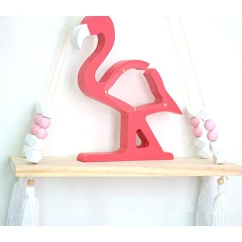 1PC Wooden Flamingo Piggy Bank Living Room Kids Toys Room Decor Piggy Bank Christmas Best Present Photography Props MA 029