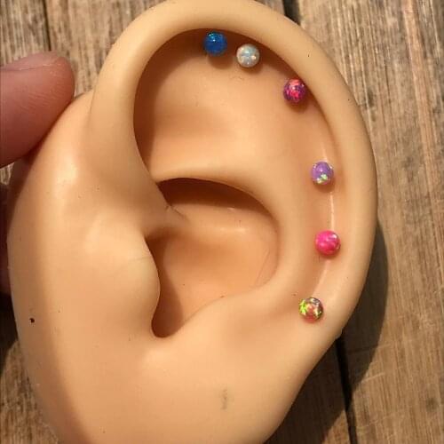 1PC Opal tragus earriing Stud 20G Surgical Stainless Steel Daith Piercing Ear Cartilage Helix Earring Body Percing Jewelry