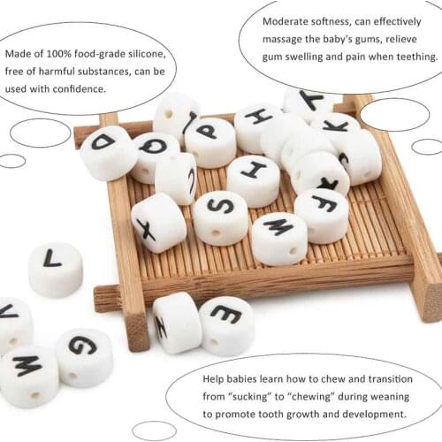 10pc Silicone Letter Beads Food Grade Baby Teether Bead English Alphabet Beads For Personalized Name DIY Teething Necklace Toys