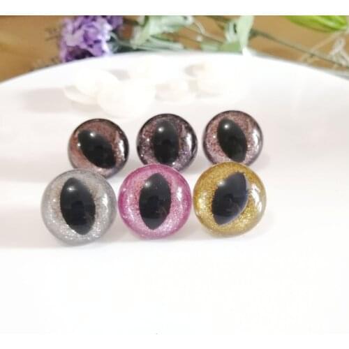 100pcs-- 25mm plastic clear safety toy cat eyes +new glitter fabric + hard washer for plush doll findings color option--N6