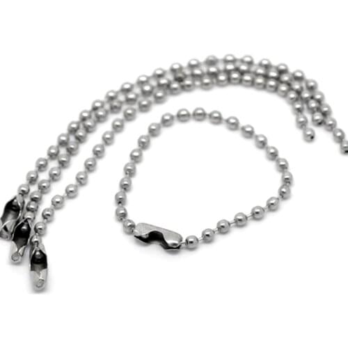 100Pcs Ball Chains Connector Clasp Keychains Tag Silver Tone Alloy Jewelry DIY Findings 10cm