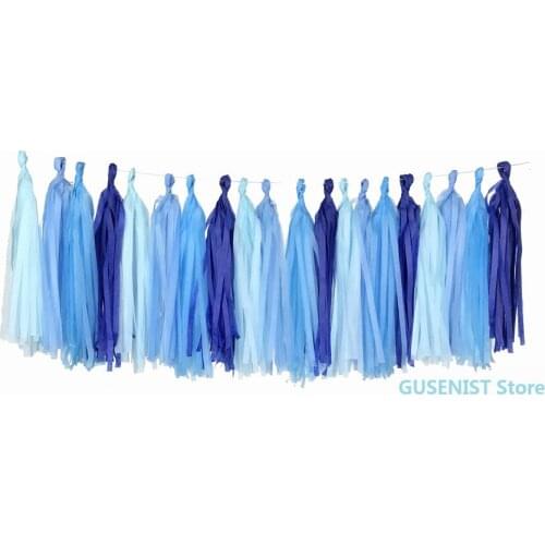 14inch=35cm Baby blue DIY Tissue Paper Tassel Garland Kit Hanging Party Wedding Photo Backdrop Decorations