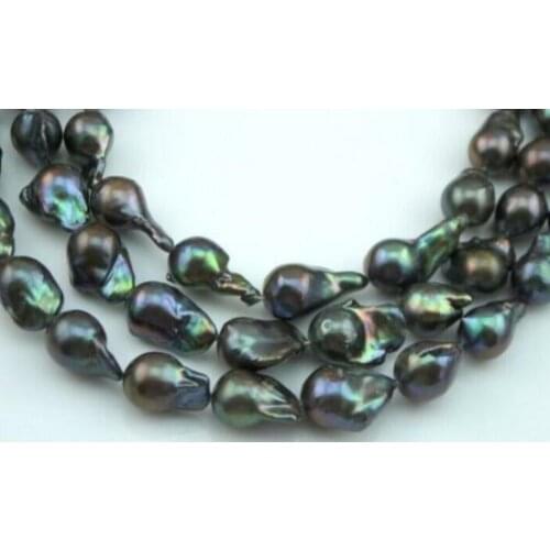 18-25MM NATURAL SOUTH SEA BLACK BAROQUE PEARL NECKLACE 18" 36
