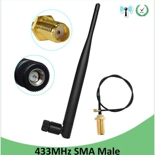 5pcs 433MHz Antenna 5dbi SMA Male Connector folding 433 mhz antena directional antenne + 21cm RP-SMA/u.FL Pigtail Cable