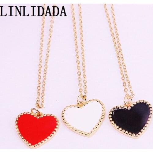 8Pcs Gold Filled Mix color enamel heart beautiful pendant necklace jewelry