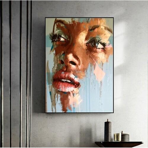 African Woman Face Abstract Canvas Paintings on the Wall Art Posters And Prints African Art Pictues For Living Room Cuadros
