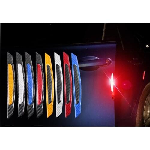 Car Accessories For Toyota Mazda Door Sill Protector Carbon Fiber Safety Warning Reflective Stickers for Ford