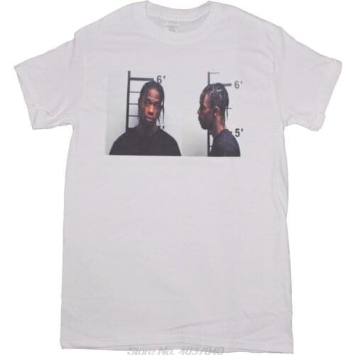 Travis Scott Mugshot White T-Shirt Lil Uzi Vert Post Malone Hip Hop Rodeo Tshirt Tees Harajuku