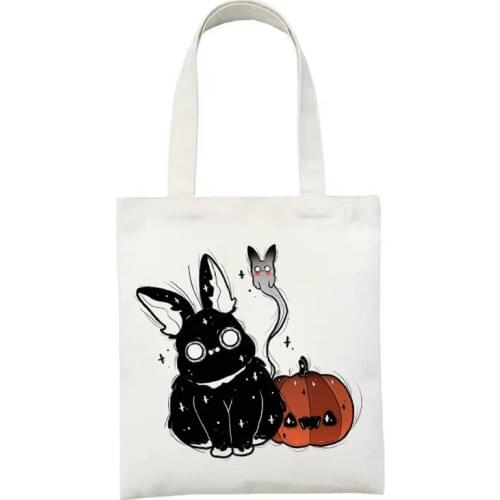 Large capacity canvas shoulder bag for Women Cartoon Print Ladies Shopping Bag Reusable Female Canvas Tote Bags Shopper Handbag