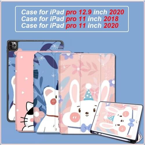 Case for IPad Pro 12.9 2020 4th Generation with Pencil Holder Tri Fold Stand Tablet Cover for IPad Pro 11 Case 2018 2020