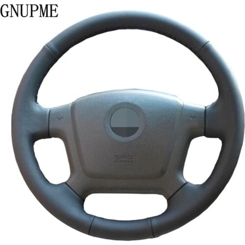 GNUPME Steering Cover Hand-stitched Soft Artificial Leather Black Car Steering Wheel Cover for Kia Cerato 2005-2012 Old Kia Ceed