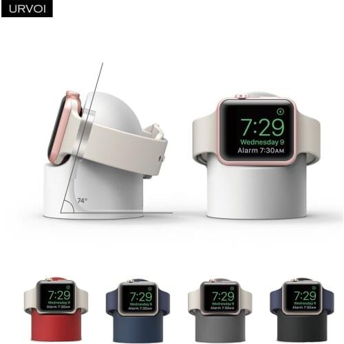 URVOI Holder for apple watch nightstand for iwatch watchOS 5 repair keeper PC home charging dock Round Silicone