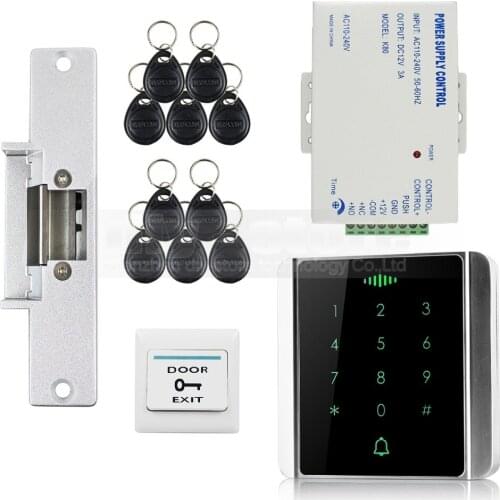 DIYSECUR 125KHz RFID Reader Password Keypad + Electric Strike Lock Access Control System Security Kit