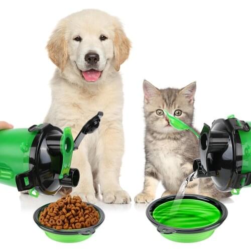 Outdoor Pet Water Dispenser Pet Feeder 2 in 1 Collapsible Bottle Dog Cat Water Bottle Folding Drinking Bowls Portable