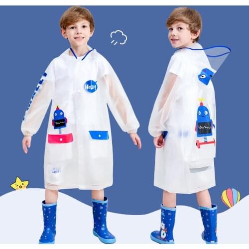 Dinosaur Raincoat Children Pocket Schoolbag Location Waterproof Rain Coat Boys Girls Primary School Students Rain Poncho Jacket