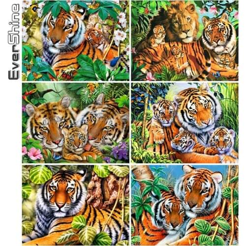 Evershine Diamond Embroidery Animals Mosaic Sale 5D DIY Diamond Painting Tiger Cross Stitch Full Square Round Rhinestones Art