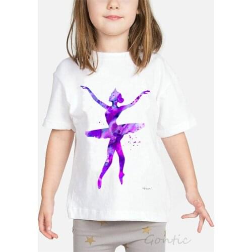 Baby girls t shirt fashion short sleeve kids t-shirts Funny Pink ballerina children clothes 2019 summerBAL051