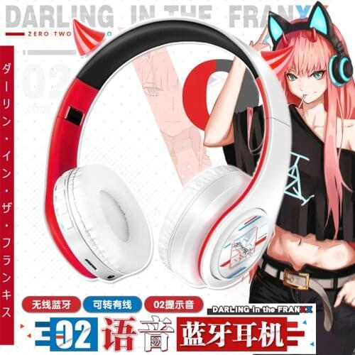 Darling in the FranXX Wireless 2 in1 Bluetooth Headset Zero Two Cosplay Comfortable Stereo Foldable Gaming Headphones Best Gifts