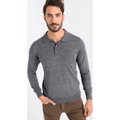 Heyss Polo Collar Woolen Male Knitwear Sweater