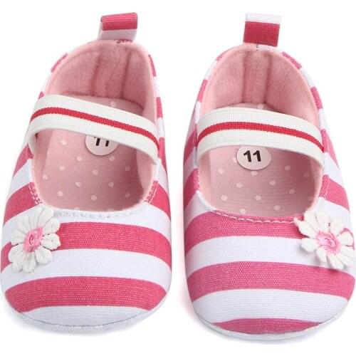 Cotton striped baby shoes girls 0-12M infant toddler newborn shoes soft sole designer shoes baby moccasins first walkers F20