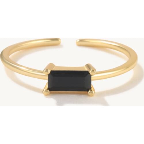 CANNER 925 Sterling Silver Ring Square Black/Blue/Green/Purple/White Diamond Opening Jewelry Adjustable Women Ring Bague Bijoux