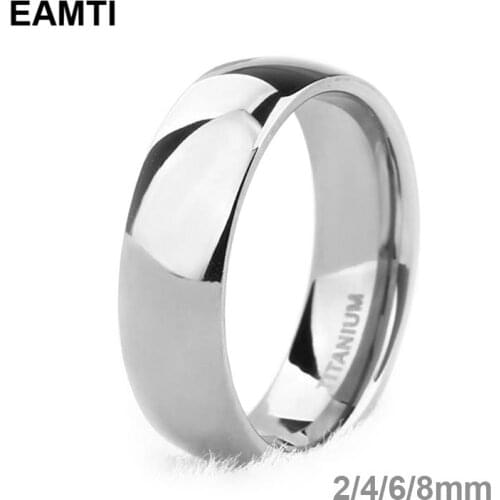 Eamti 6mm Mens Titanium Ring Silver Color Polished Classic Engagement Anel Rings For Male Female Wedding Bands Never Fade