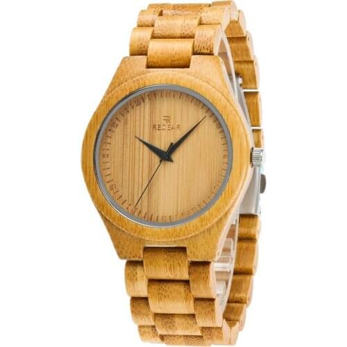 REDEAR Natural Color Bamboo Lovers Watch Men Luxury Wood Band Quartz Ladies Watches Birthday Gift for her