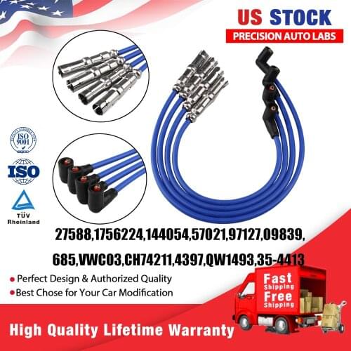 4pcs New Spark Plug Wire #27588 for Beetle Bora VW Golf GTI Jetta 2.0L 06A998031