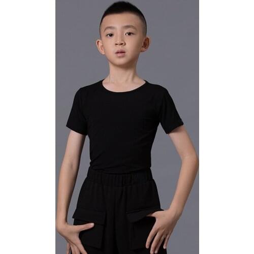 Modal Short Sleeve Latin Dance clothes Top for little boy/children,Ballroom Modren Costume practice Performance Wears G5001