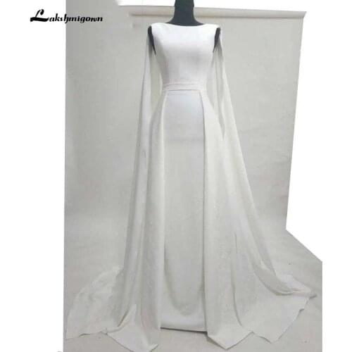 Pure White Evening Dresses Well Typed with Cloak Celebrity dresses satin Outlayer Red Carpet Dresses