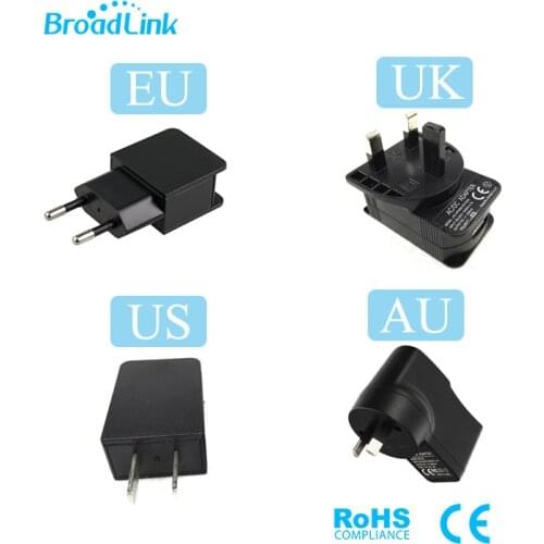 Original Broadlink EU US AU UK Standard USB AC/DC Plug in Out Adapters Input 100-240VAC Output DC5V/1A