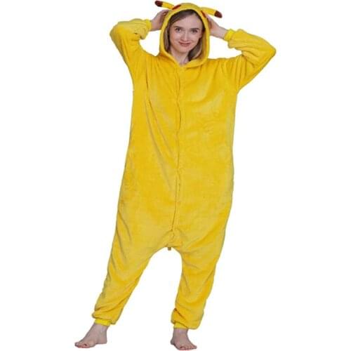 Unisex Adult Kid Pajamas - Pikachu Fleece Onesie Pajamas for Women Adult Cartoon Animal - Christmas Cosplay Costume