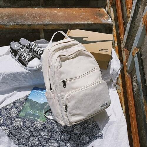 Preppy Style Casual Travel Bag Back Pack White Women Backpack for Teenagers Girls Canvas School Bags Female Backpacks