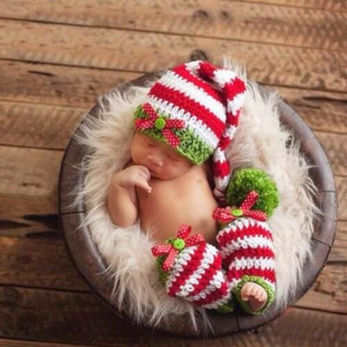 Newborn Photography Props Crochet Knit Costume Prop Outfits Fotografia Christmas Outfits Baby Girls Boys Outfits Clothing Sets
