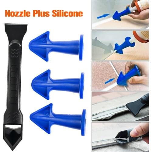 4pcs/set Silicone Remover Caulk Finisher Sealant Smooth Scraper Grout Kit Floor Cleaning Tile Dirt Tool Glue Nozzle Scraper Tool