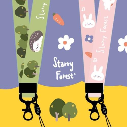 STARRY FOREST Hedgehog and rabbit cute animal mobile phone straps for girls couples for cellphone work pass strap