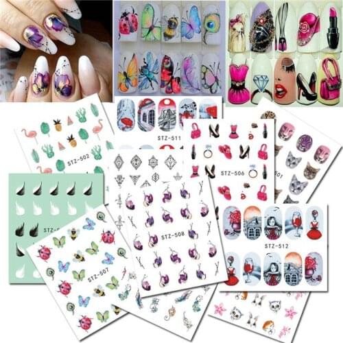 Fashion Butterfly Mixed Designs Full Water Transfer Stickers Nail Art Decal Sticker Beauty Nail Decor Tools Accessory 10 PCS/Set