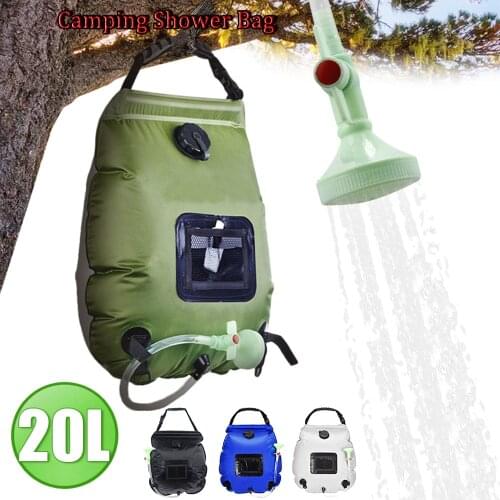 20L Water Bags Outdoor Camping Shower Bag Solar Heating Portable Folding Hiking Climbing Bath Equipment Shower Head Switchable