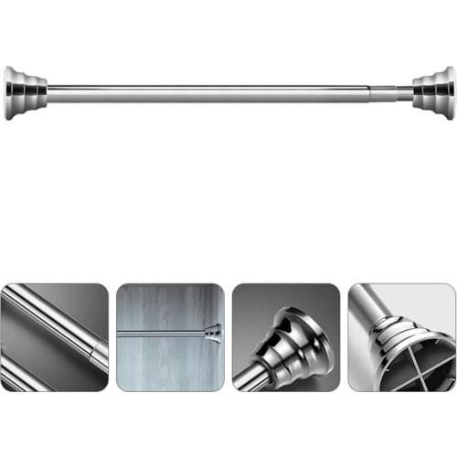 1 Pc Telescopic Tower Rail Waterproof Househosld Shower Curtain Rod (Silver)