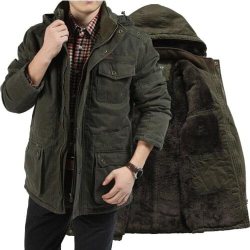 Thermal Cotton-Padded Clothes Mens Mid-Length Winter Jacket Military Uniform Large Cotton-Padded Outdoor Mens Outerwear