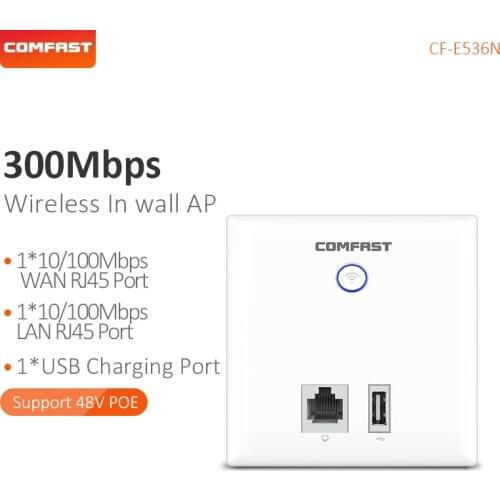 Wifi in-wall AP access point 2.4G wireless 300M RJ45 network port USB2.0 WI-FI panel charge 48V POE COMFAST CF-E536N