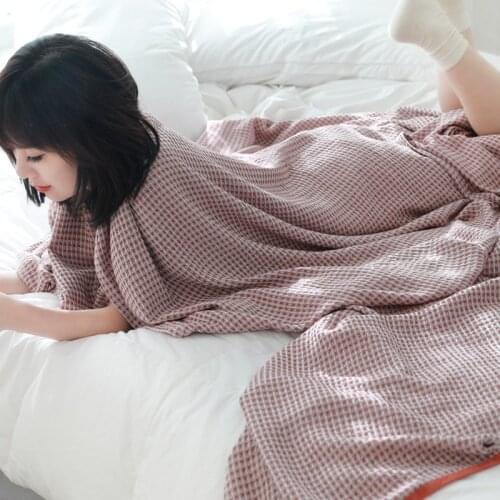 Waffle Cotton Blanket Summer Gauze Towel Quilt Bedspread Bed Cover Adult Children Throw Nap Blanket For Bed Sofa Office