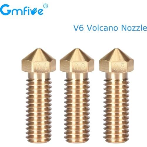 GmFive High Quality V6 Nozzle Volcano Nozzle 0.4/0.6/0.8MM Brass Nozzle 1.75MM Filament For E3D hotend Extruder 3D Printer Parts