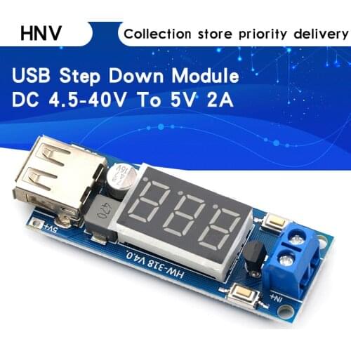 USB CAR Charger LED Step Down Buck Converter Voltmeter Module Low Power DC 4.5-40V To 5V 2A High Efficiency Low Ripple Board
